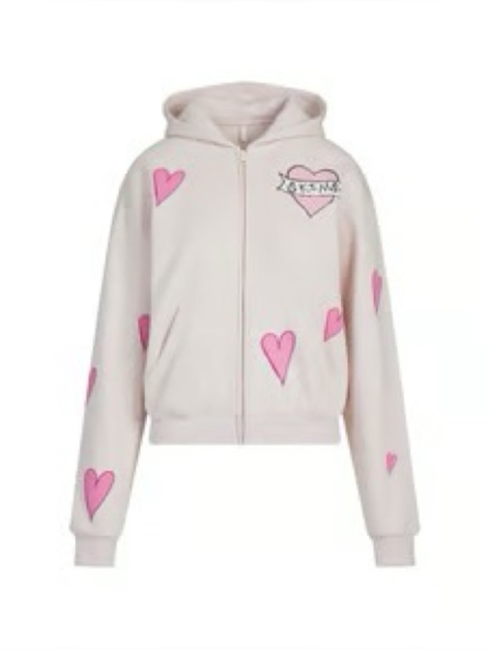 🌸 SKIMS Cotton Fleece Classic Zip Up Hoodie | Barely Pink Heart | Sz M | NWT 🏷
